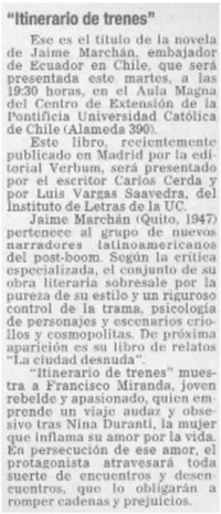 "Itinerario de trenes".