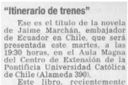 "Itinerario de trenes".
