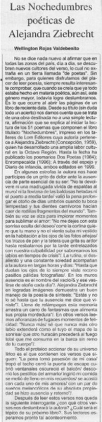 Las nochedumbres poéticas de Alejandra Ziebrecht