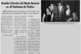 Grandes literatos del Maule reviven en "El fantasma de piedra".