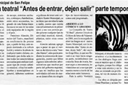 Con obra teatral "Antes de entrar, dejen salir" parte temporadea 2003.