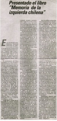 Presentado el libro "Memoria de la izquierda chilena".