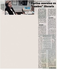 Poetisa osornina en "cumbre" literaria.