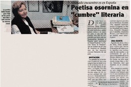 Poetisa osornina en "cumbre" literaria.