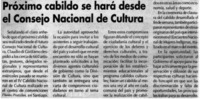 Próximo cabildo se hará desde el Consejo Nacional de Cultura.