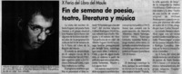 Fin de semana de poesía, teatro, literatura y música.