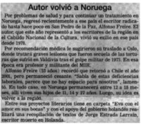 Autor volvió a Noruega.