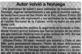 Autor volvió a Noruega.
