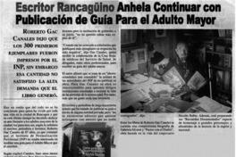 Escritor rancagüino anhela continuar con piblicación de guía para el adulto mayor.