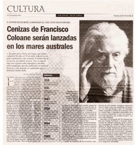 Cenizas de Francisco Coloane serán lanzadas en los mares australes