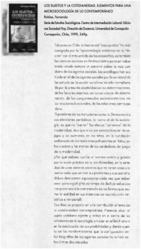 Los sujetos y la cotidianeidad. Elementos para una microsociología de lo contemporáneo