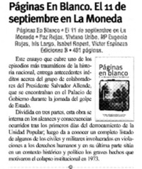 Páginas en blanco. El 11 de septiembre en la Moneda