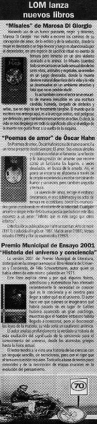 LOM lanza nuevos libros.