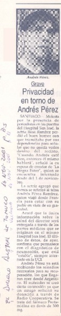 Privacidad en tornode Andrés Pérez.