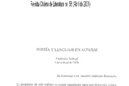 Poesía y lenguaje en Altazor