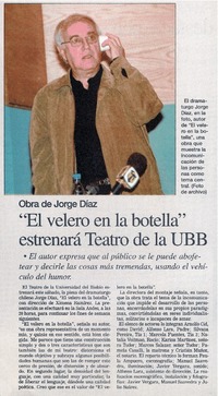 "El velero en la botella" estrenará Teatro de la UBB