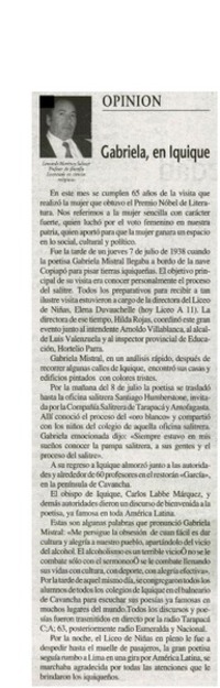 Gabriela, en Iquique