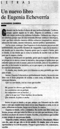Un nuevo libro de Eugenia Echeverría Alejandro Zambra.
