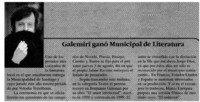 Galemiri ganó Municipal de Literatura.