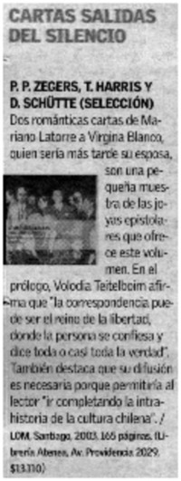 Cartas salidas del silencio.