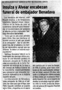 Insulza y Alvear encabezan funeral de embajador Benadava.