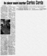 De cáncer muere escritor Carlos Cerda