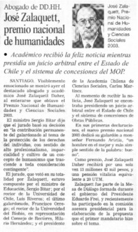 José Zalaquett premio nacional de humanidades.