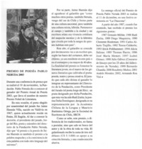 Premio de poesía Pablo Neruda 2003.