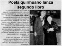 Poeta quirihuano lanza segundo libro