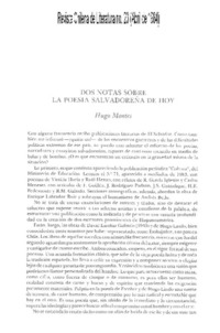 Dos notas sobre la poesía salvadoreña de hoy