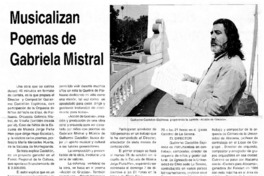 Musicalizan Poemas de Gabriela Mistral
