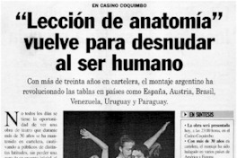 "Lección de anatomía" vuelve para desnudar al ser humano