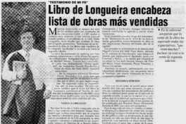 Libro de Longueira encabeza lista de obras más vendidas