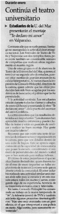 Continúa el teatro universitario