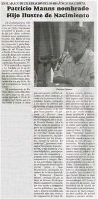 Patricio Manns nombrado Hijo Ilustre de Nacimiento.