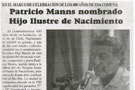 Patricio Manns nombrado Hijo Ilustre de Nacimiento.