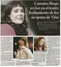 Carmina Riego revive en el teatro fusilamiento de los sicópatas de Viña