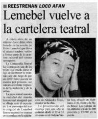 Lemebel vuelve a la cartelera teatral.