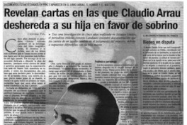 Revelan cartas en las que Claudio Arrau deshereda a su hija en favor de sobrino