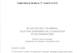 Blancaflor y Filomena: algunas tensiones de la oralidad en el romancero