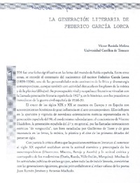 La generación literaria de Federico García Lorca