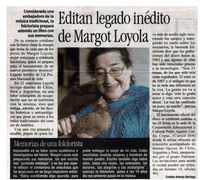 Editan legado inédito de Margot Loyola