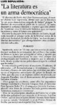 "La literatura es un arma democrática".