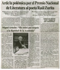 Arde la polémica por el Premio Nacional de Literatura al poeta Raúl Zurita.