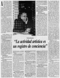 "La actividad artística es un registro de conciencia" [entrevistas]