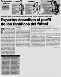 Expertos describen el perfil de los fanáticos del fútbol