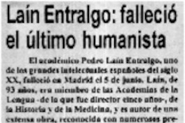 Laín Entralgo : falleció el último humanista
