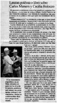Lanzan polémico libro sobre Carlos Menem y Cecilia Bolocco