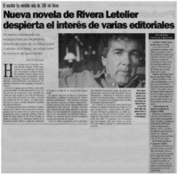 Nueva novela de Rivera Letelier despierta el interés de varias editoriales