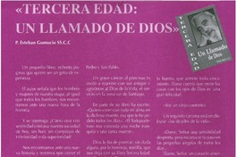 "Tercera edad : un llamado de Dios"